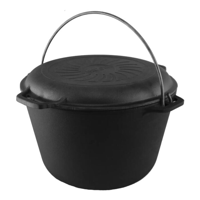 Kazan Schwenktopf Gusseisen Kasan Deckel-Bratpfanne Campingtopf Kessel