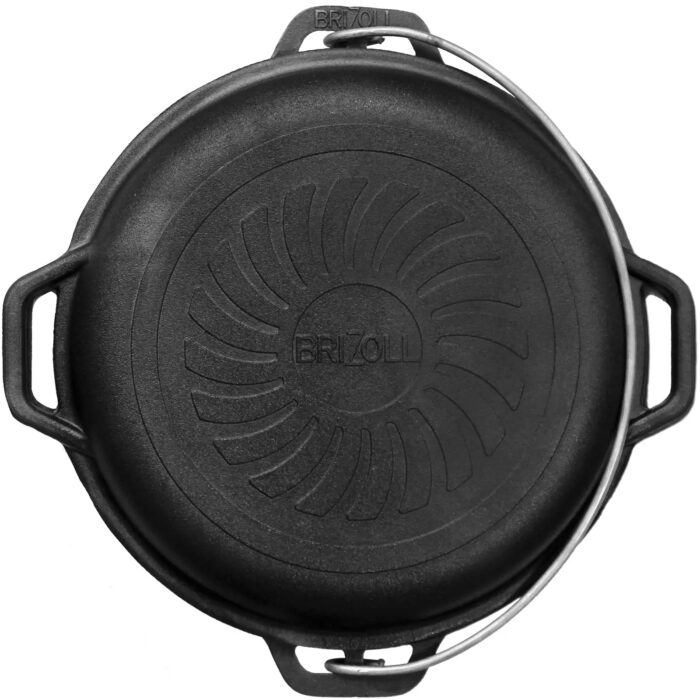 Kazan Schwenktopf Gusseisen Kasan Deckel-Bratpfanne Campingtopf Kessel