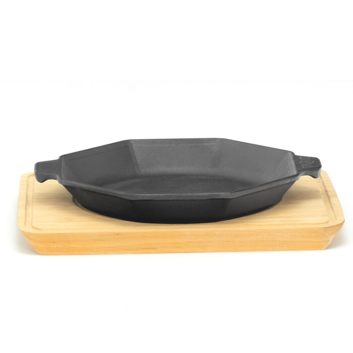 Servierpfanne 14 cm mit Holzuntersetzer
