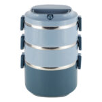 Lunchbox 3 Etagen Frischhaltedose Essensbehälter Lunch Box Brotdose Frühstücksdose Blau