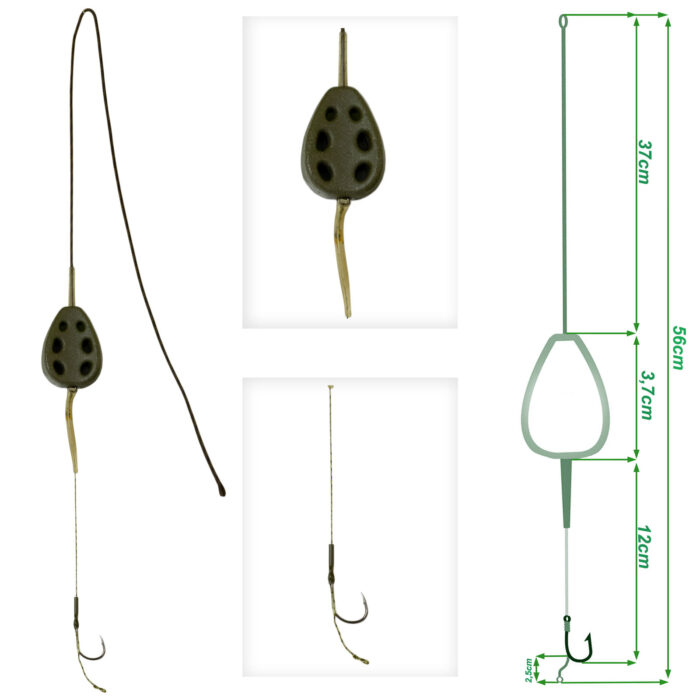 Lead Feed Leadcore für Boilie Karpfen Angeln Grundmontage Futterkorb mit Haken #4 56g