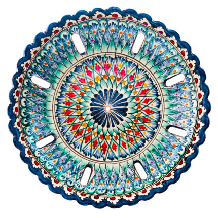 Oriental Obstschale Ceramics Gerillt Teller Plate Handgemalt Glasur Dekorativ