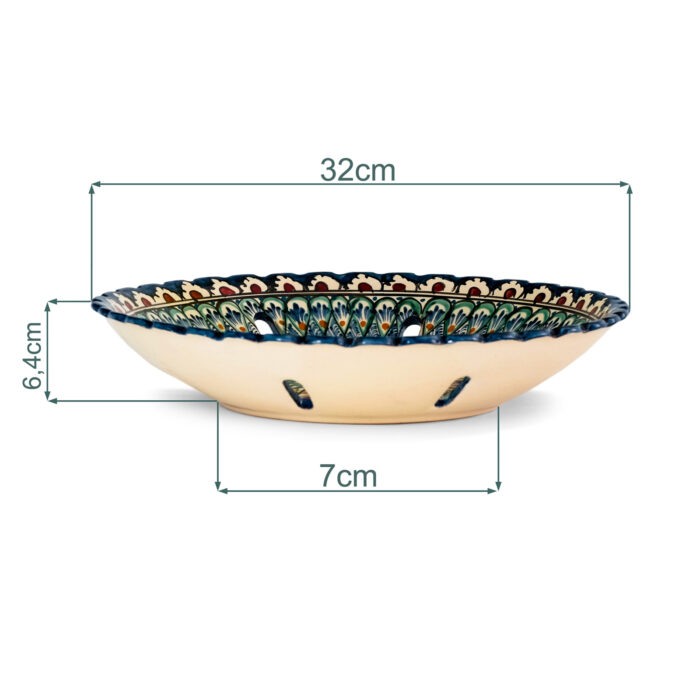 Oriental Obstschale Ceramics Gerillt Teller Plate Handgemalt Glasur Dekorativ