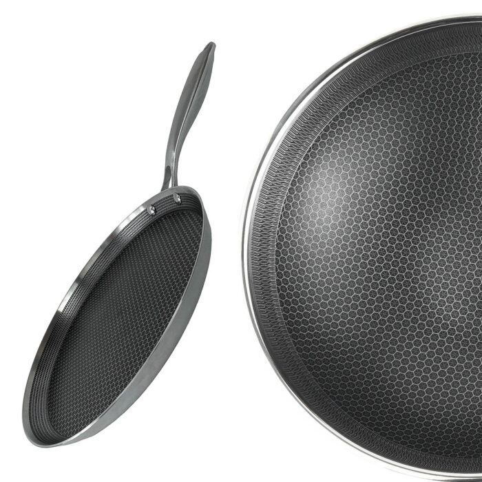 Ø28cm Pfannkuchen Pfanne aus Edelstahl Induktion Bratpfanne Blinis Crêpes Crêpepfanne Omeletts WabenstrukturØ28cm Pfannkuchen Pfanne aus Edelstahl Induktion Bratpfanne Blinis Crêpes Crêpepfanne Omeletts Wabenstruktur