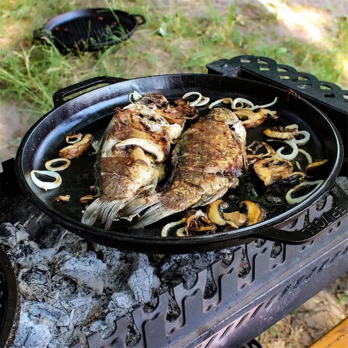 Ø24cm 47mm hoch Gusseisenpfanne Gußeisenpfanne mit Holzgriff und Deckel-Bratpfanne aus Gusseisen