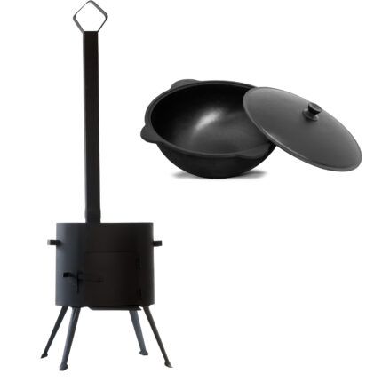 Ø47 Utschak Uchag Campingofen Feuerofen 22L Kazan Rund Kasan Eintopfofen Gulaschkanone