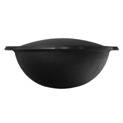 Gusseisen Kasan 8L rund NAMANGAN mit Deckel-Grillplatte Campingtopf Kazan WOK Kessel Camping BBQ Asia