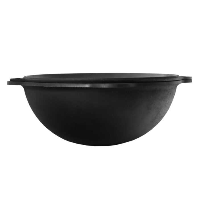 Gusseisen Kasan 8L rund NAMANGAN mit Deckel-Grillplatte Campingtopf Kazan WOK Kessel Camping BBQ Asia