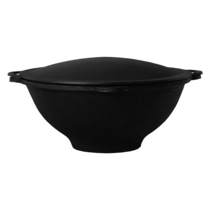 Gusseisen Kasan eben NAMANGAN mit Deckel-Grillplatte Campingtopf Kazan WOK Kessel Camping BBQ Asia