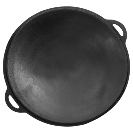 Gusseisen Kasan eben NAMANGAN mit Deckel-Grillplatte Campingtopf Kazan WOK Kessel Camping BBQ Asia