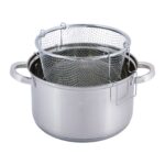 Frittiertopf Edelstahl Glasdeckel Induktion Friteuse Pommestopf