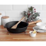 Gusseisenpfanne ⌀ 20-28 cm Bratpfanne mit Holzgriff, Gusspfanne, Schmorpfanne Induktionsgeeignet