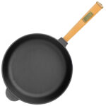 Gusseisenpfanne ⌀ 20-28 cm Bratpfanne mit Holzgriff, Gusspfanne, Schmorpfanne Induktionsgeeignet