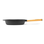 Gusseisenpfanne ⌀ 20-28 cm Bratpfanne mit Holzgriff, Gusspfanne, Schmorpfanne Induktionsgeeignet