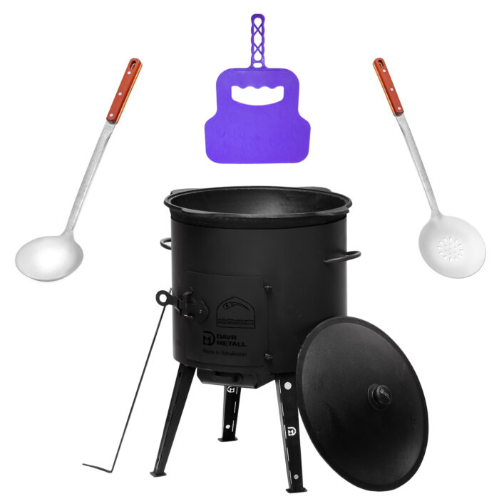 Utschak und Gusseisen Kasan Grill mit Deckel kaufen - Suppenkelle, Schaumkelle, Kasan mit Deckel, Gulaschkanone, Kasan kaufen, Feldküche