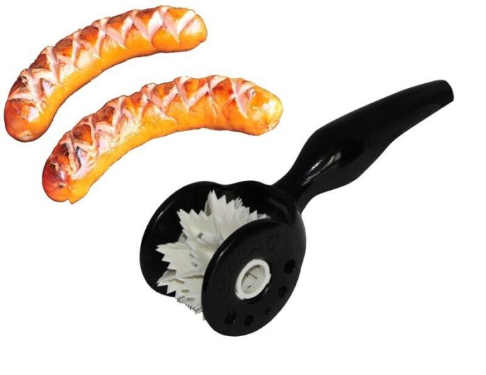 Wurst-Roller Grill Bratwurst Grillzubehör BBQ Wursteinschneider