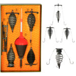 Super Set Posenmontage Futterkorb mit Plankton Fischköder Angelzubehör Vorfachhaken Oberflächenmontage Karpfen Fertig Montage