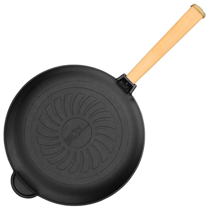 Gusseisenpfanne 28 26 24 cm 70 65 62 mm Hohe Gußeisenpfanne mit Holzgriff Pfanne aus Gusseisen