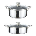 Kochtopf aus Edelstahl mit Glasdeckel Antihaft