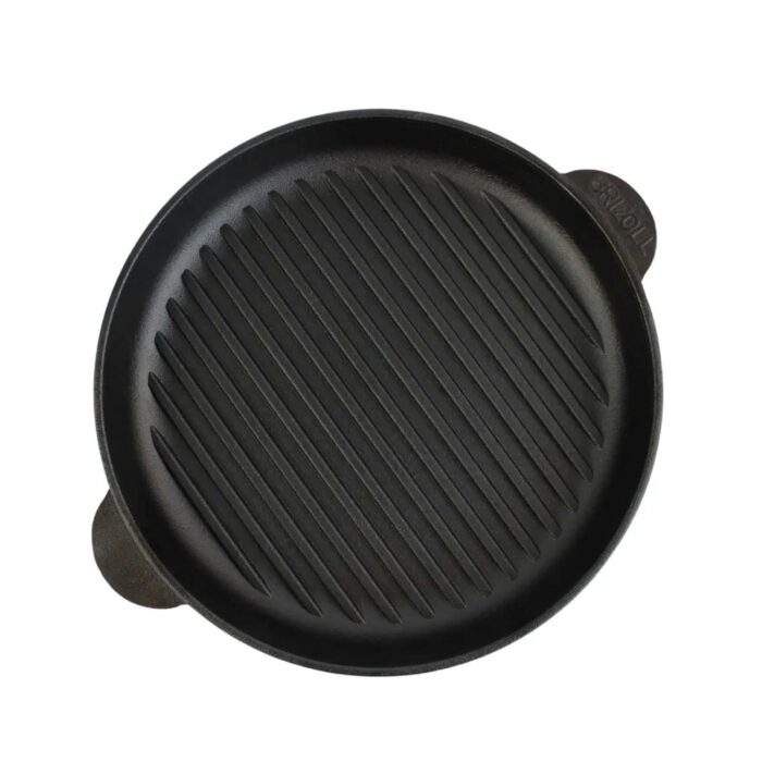 Ø26-30cm Grillpfanne aus Gusseisen Bräter Schmortopf zwei Griffe Servierpfanne Grill kaufen