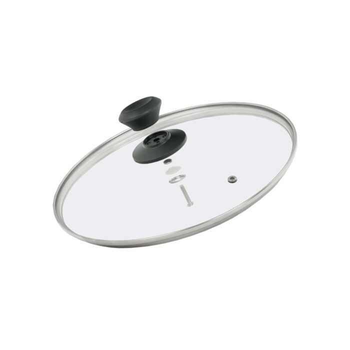 Ø22-28cm Gusseisenpfanne BRIZOLL mit Glasdeckel Bratpfanne aus Gusseisen Eisenpfanne Gusspfanne rund mit Holzgriff INDUKTION für alle Herdarten