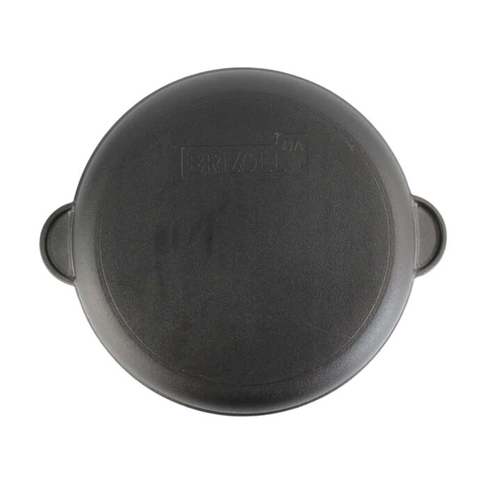 Ø28cm Grillpfanne aus Gusseisen Bräter mit Pressdeckel Schmortopf zwei Griffe Servierpfanne Grill