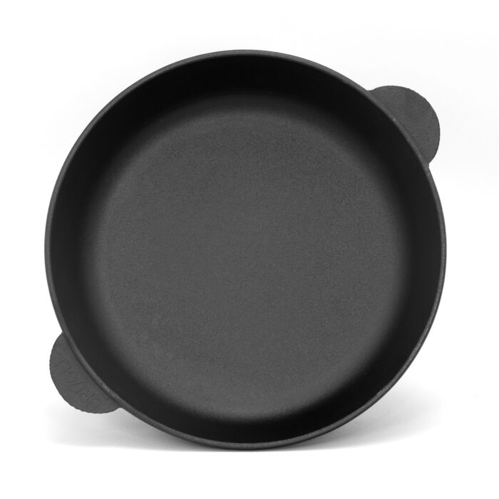 Ø28cm Gusseisenpfanne mit Aluminiumdeckel Bräter Schmortopf aus Gusseisen zwei Griffe Servierpfanne