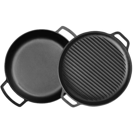 Gusseisenpfanne mit Deckel-Grillpfanne aus Gusseisen Bräter Schmortopf aus Gusseisen zwei Griffe Servierpfanne kaufen