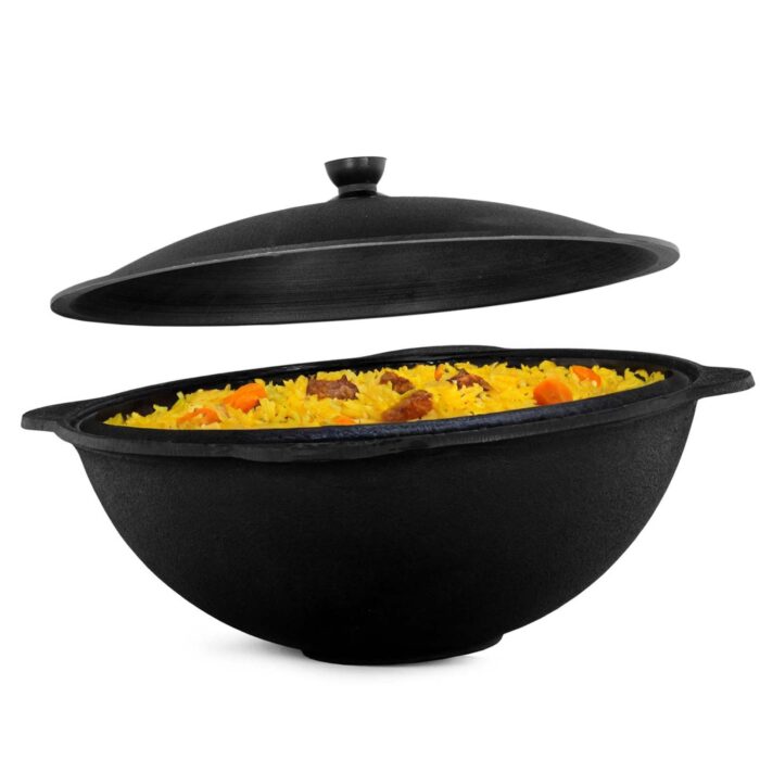 Kasan Gusseisen Bratpfanne mit Deckel mit Schaumkelle kaufen - Kasan mit Deckel, Wok Pfanne, Bratpfanne kaufen, Kasan kaufen