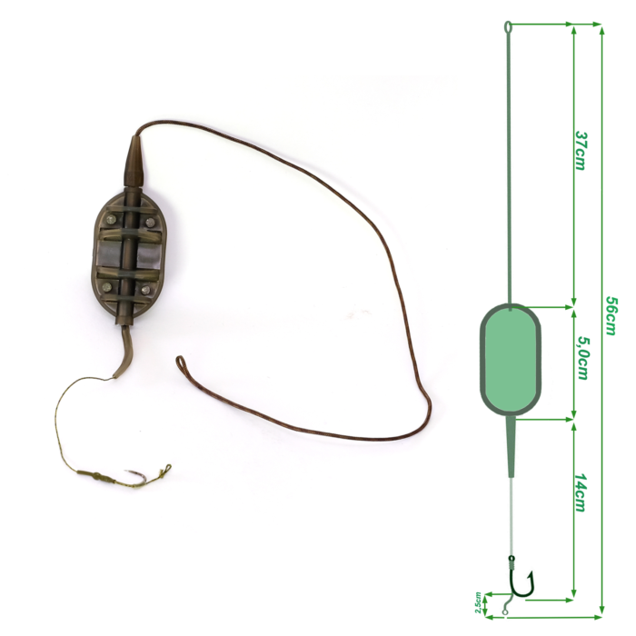 Feeder CLASSIC FLAT für Boilie mit Schimmel Karpfen Angeln Grundmontage Futterkorb mit Haken #4 30 40 50 60 g