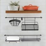 Wandregal Küche Schweberegal Küchenregal Wandmontage mit abnehmbaren Haken und Küchenrollenhalter Gewürzregal