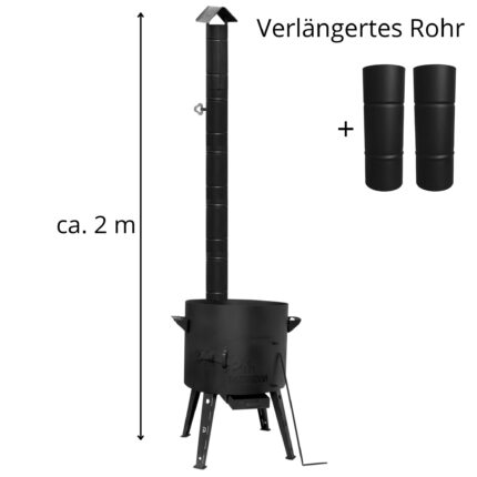 Ø40 Uchag Abzugsrohr Feuerstelle Feldküche Außenküche Eintopfofen Gulaschkanone
