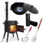 Ø49 Uchag 2mm stahl Utschak mit Schornstein Abzugsrohr Utschag Campingofen 22L Kazan Eben Kasan Feuerstelle Feldküche Außenküche Eintopfofen Gulaschkanone