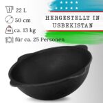 Ø49 Uchag 2mm stahl Utschak mit Abzugsrohr 22L Kazan Eben Grillfächer Schaumkelle Suppenkelle Utschak Utschag Kasan Feldküche Außenküche Eintopfofen Gulaschkanone