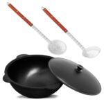 Ø49 Uchag 2mm stahl Utschak 22L Kazan Eben Grillfächer Schaumkelle Suppenkelle Utschak Utschag Kasan Feldküche Außenküche Eintopfofen Gulaschkanone