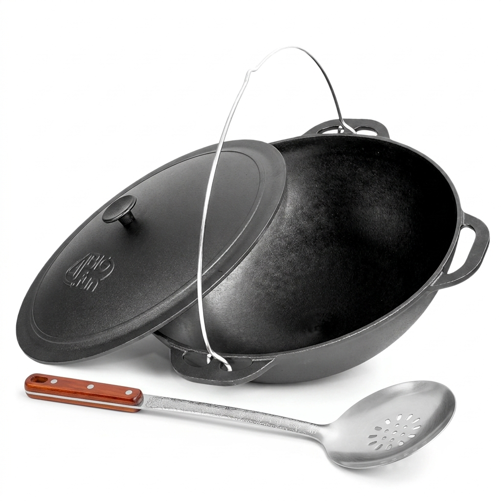 s001331_1 Kazan Schwenktopf Gusseisen Kasan mit Deckel Grill Campingtopf Kessel